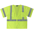 S663 Aware Wear ANSI Class 3 Mesh Hi Viz Lime Vest w/ Zipper (Medium)